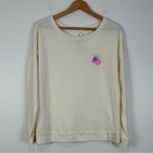 NWT Disney Parks Women’s Medium Long Sleeve Top Cream Minnie Mouse Logo Crew